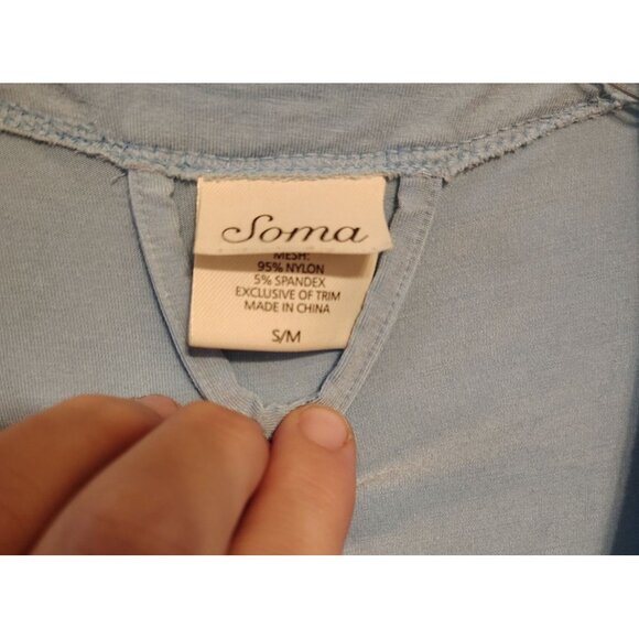 Soma S/M Light Blue Short Robe, Lace Accents, Sheer Trim Lightweight Romatic - Picture 4 of 7